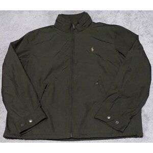 Polo Ralph Lauren Twill Jacket Men's Large Green Full Zip Mock Neck Outdoor